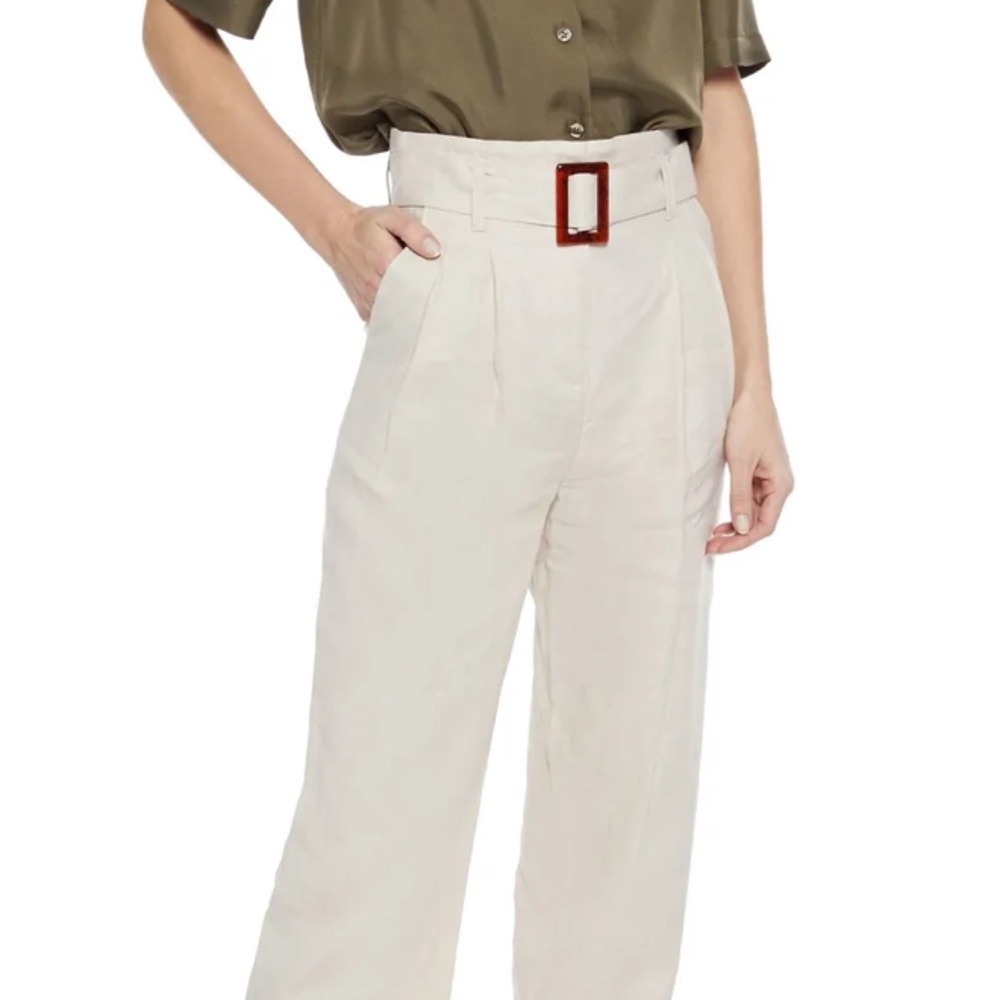 NWT Iris & Ink Linen High Rise Pleated Trousers